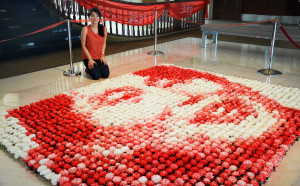 Red Hong Yi, ritratto di Aung San Suu Kyi, 2000 garofali