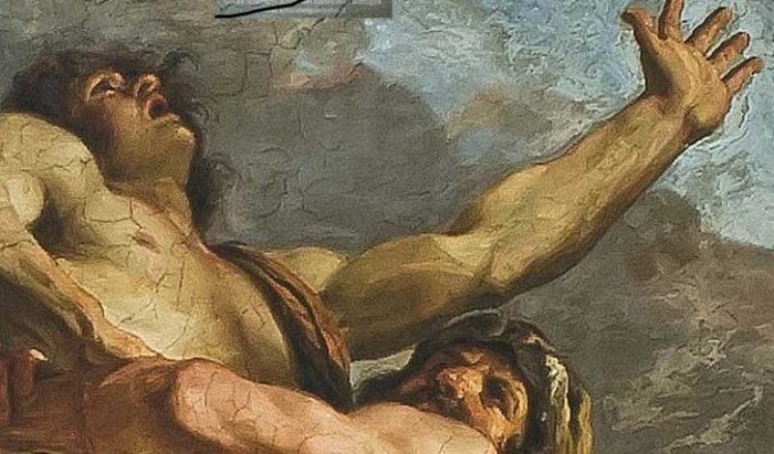 Guercino, Palazzo Talon Sampieri, particolare dell'Affresco Ercole e Anteo