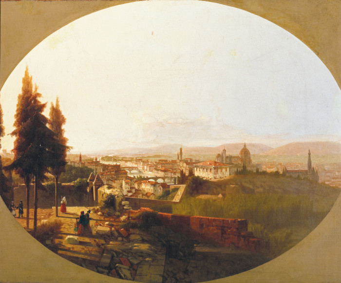 Carlo Brazzini, veduta di Firenze da Monte alle Croci, olio su tela