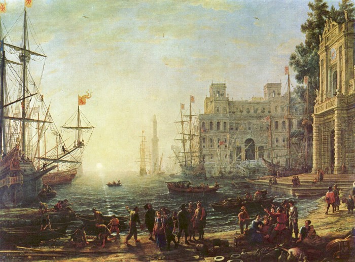claude lorraine, porto con villa medici