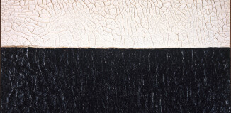 Alberto Burri_Terre_Olgiati, Bianco Nero Cretto, 1972, acrovinilico su cellotex, 76,5 x 101,5 cm